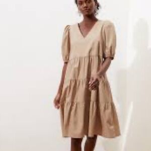Banana Republic Beige V-Neck Mini Dress